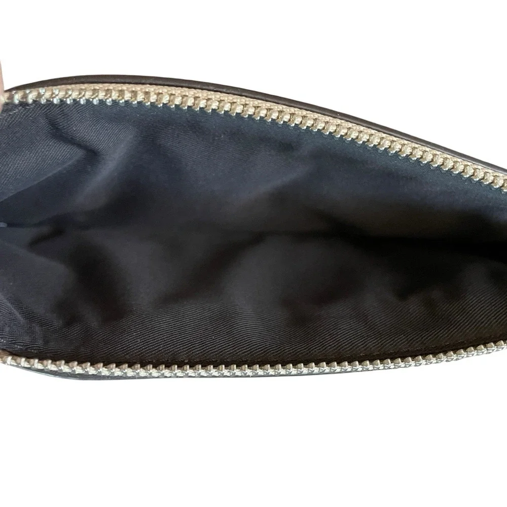 COACH Signature Metallic Gold Colorblock Leather Zip Top Wallet Wristlet F39672 - Picture 4 of 7